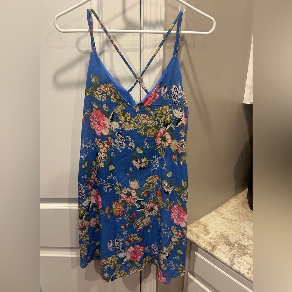 Xhilaration Blue Floral Sundress Small